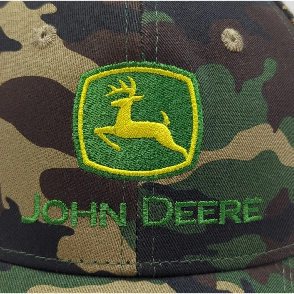 John Deere Camo Snapback Hat Embroidered Logo Camouflage Baseball Cap